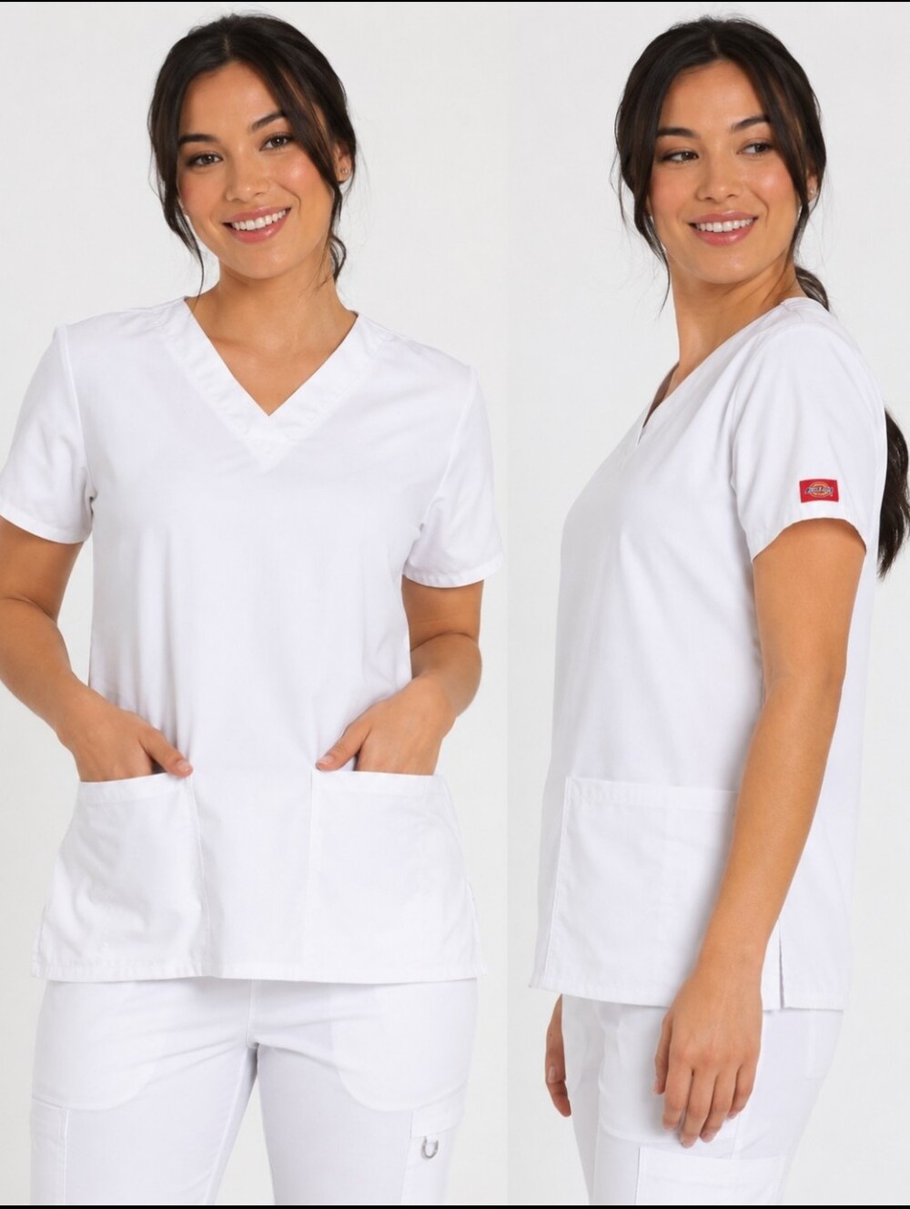 Dickies EDS Signature V-Neck Scrub Top White XS